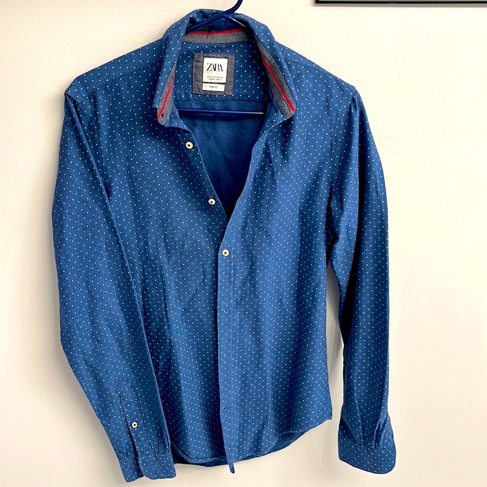 Zara blue button up shirt size small